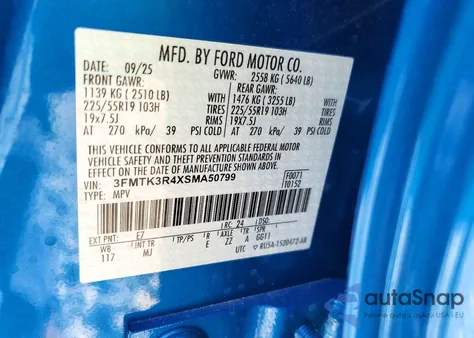 2025 Ford Mustang Mach-E Premium z USA, uszkodzony, nr VIN 3FMTK3R4XSMA50799